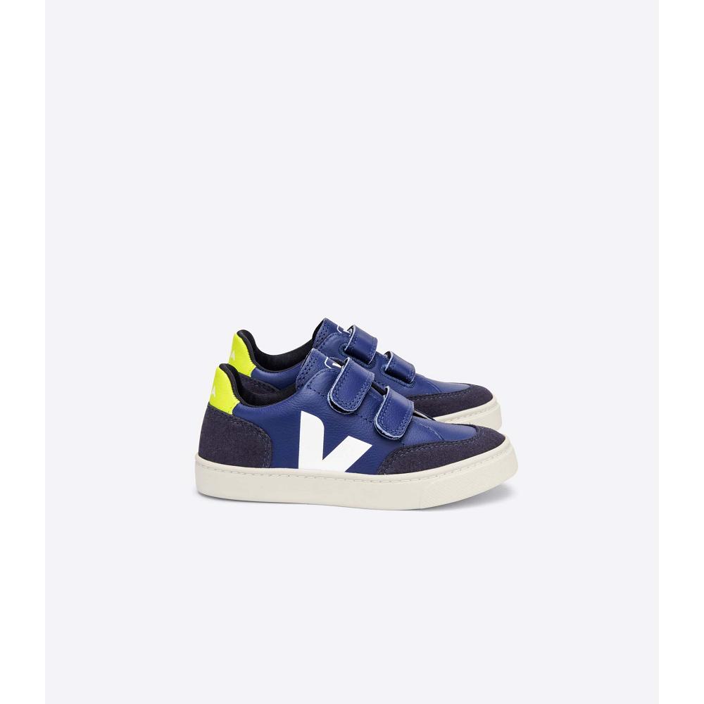 Kids\' Veja V-12 CHROMEFREE Sneakers Navy | ZA 882GSO